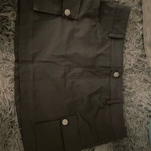 Dark Gray Mini Skirt with Pockets